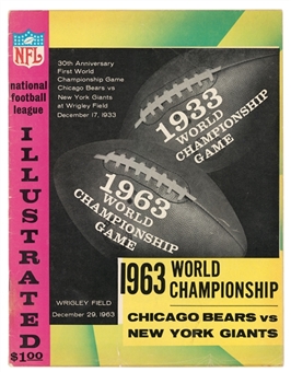 1963 NFL World Championship New York Giants vs Chicago Bears Game Program From 12/29/63 at Wrigley Field 